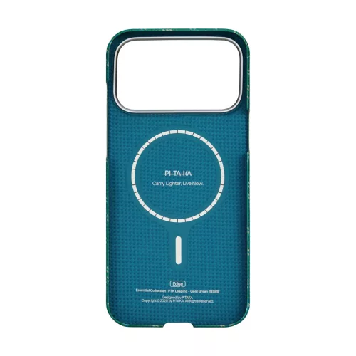 iPhone 17 Pro Max Pitaka Ultra-Slim Case Monogram-Gold/Green tok-8594184316641 3 kép