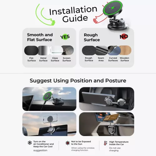 Lisen W608 Pro tapadókorongos autós telefontartó vezeték nélküli-6941237436771 6 kép