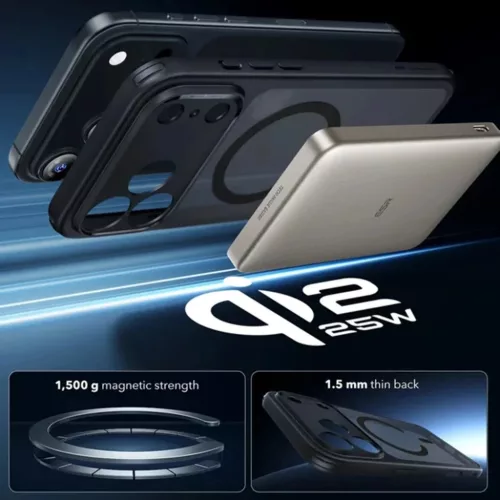  iPhone 17 Pro / iPhone 18 Pro matt fekete ESR Classic Hybrid HaloLock-4894240303214 5 kép