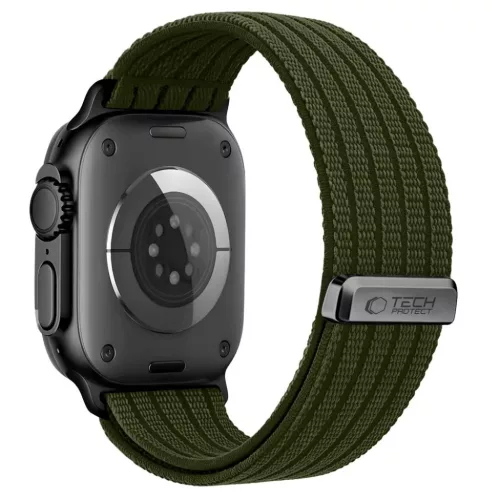  Apple Watch (44 / 45 / 46 / 49 mm) katonai zöld Tech-Protect Nylon S-5906302325467 2 kép