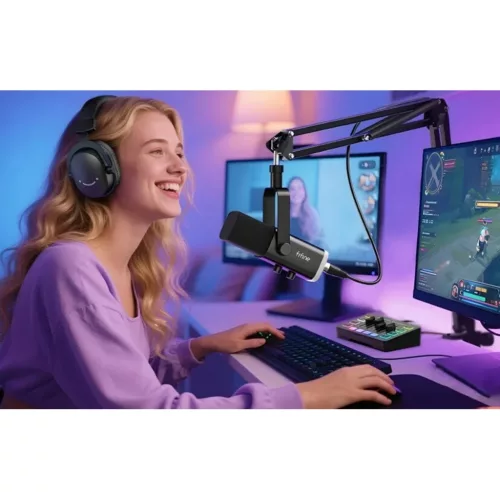 Fifine AM8T dinamikus gamer mikrofon rózsaszín-5410464334484 5 kép