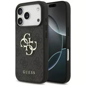  iPhone 18 Pro szürke Guess PU 4G Metal Logo tok-3666339650650 1 kép