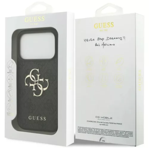  iPhone 18 Pro szürke Guess PU 4G Metal Logo tok-3666339650650 7 kép
