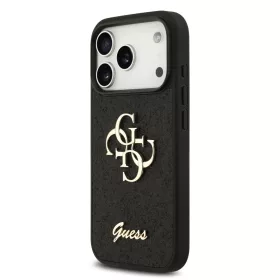  iPhone 18 Pro fekete Guess PU merev tok csillámos 4G fém logóval-3666339644987 2 kép