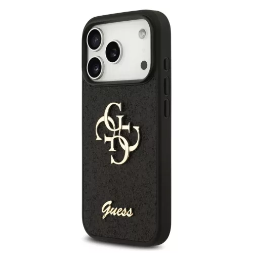  iPhone 18 Pro fekete Guess PU merev tok csillámos 4G fém logóval-3666339644987 2 kép