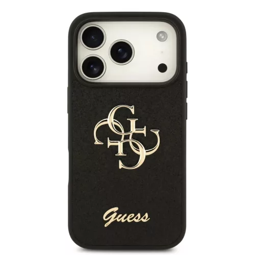 iPhone 18 Pro fekete Guess PU merev tok csillámos 4G fém logóval-3666339644987 3 kép