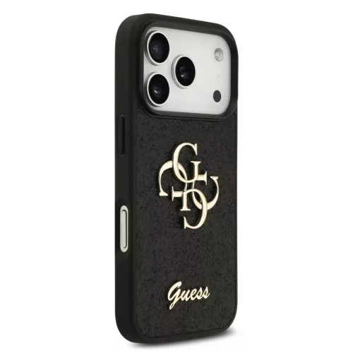 iPhone 18 Pro fekete Guess PU merev tok csillámos 4G fém logóval-3666339644987 4 kép