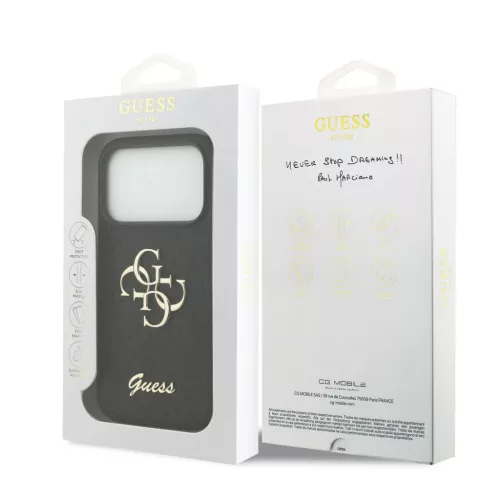 iPhone 18 Pro fekete Guess PU merev tok csillámos 4G fém logóval-3666339644987 7 kép