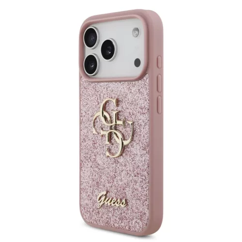  iPhone 18 Pro rózsaszín Guess PU Fixed Glitter 4G Metal Logo tok-3666339673550 2 kép