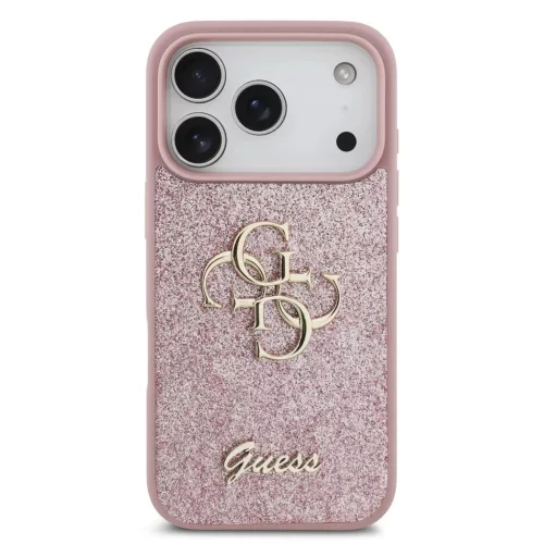  iPhone 18 Pro rózsaszín Guess PU Fixed Glitter 4G Metal Logo tok-3666339673550 3 kép