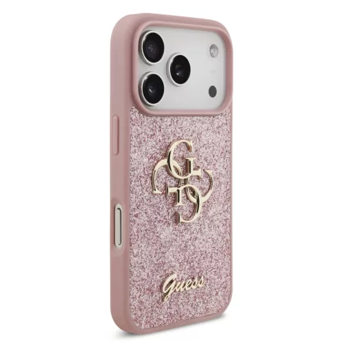  iPhone 18 Pro rózsaszín Guess PU Fixed Glitter 4G Metal Logo tok-3666339673550 4 kép