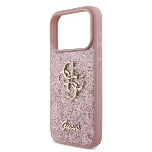  iPhone 18 Pro rózsaszín Guess PU Fixed Glitter 4G Metal Logo tok-3666339673550 5 kép