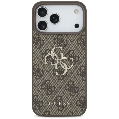  iPhone 18 Pro barna Guess PU 4G fém logós tok-3666339650698 3 kép