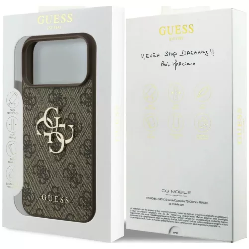  iPhone 18 Pro barna Guess PU 4G fém logós tok-3666339650698 8 kép