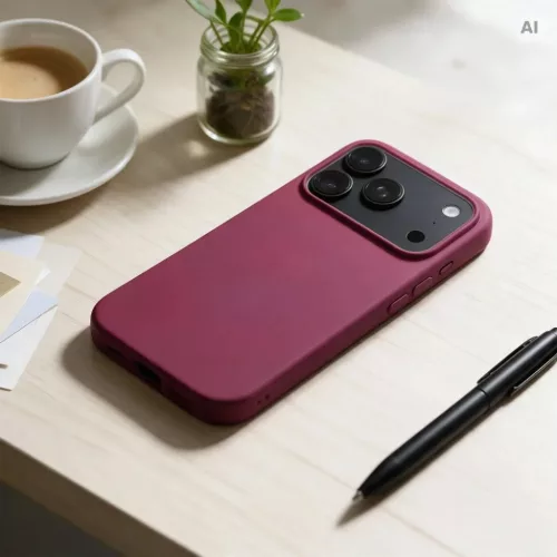  iPhone 17 Pro / 18 Pro sötét cseresznye szilikon tok-5903396485640 3 kép