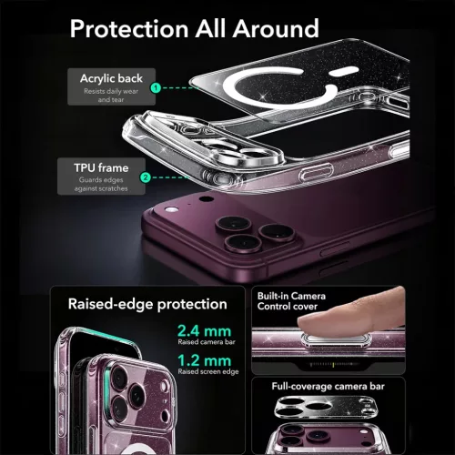 iPhone 18 Pro Max / iPhone 17 Pro Max áttetsző csillogó ESR Classic-4894240303290 5 kép