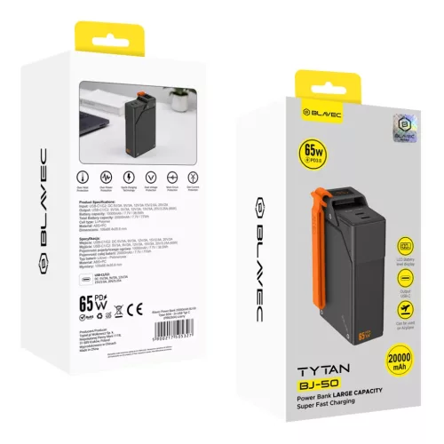  Blavec Powerbank 20000 mAh BJ-50 Tytan 65 W – 2x USB-C (PBBJ50A) fe-5900217505327 8 kép