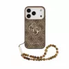  iPhone 18 Pro barna Guess PU 4G fém logós pántos tok