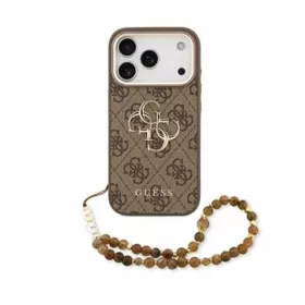  iPhone 18 Pro barna Guess PU 4G fém logós pántos tok