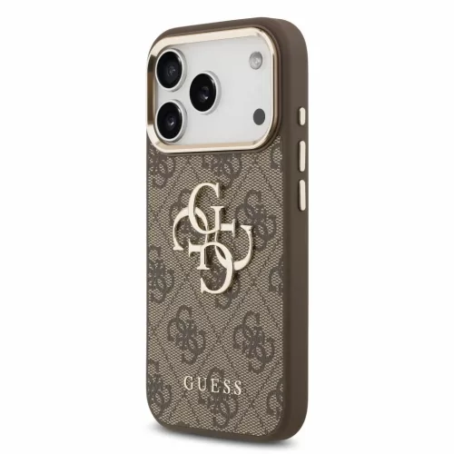  iPhone 18 Pro barna Guess PU 4G fém logós pántos tok-3666339676834 3 kép