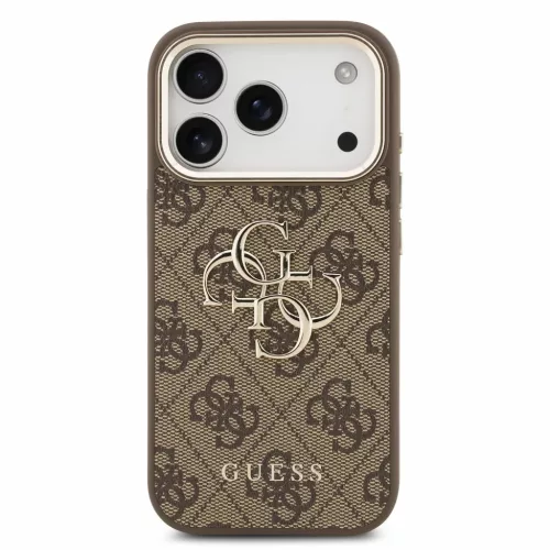  iPhone 18 Pro barna Guess PU 4G fém logós pántos tok-3666339676834 4 kép