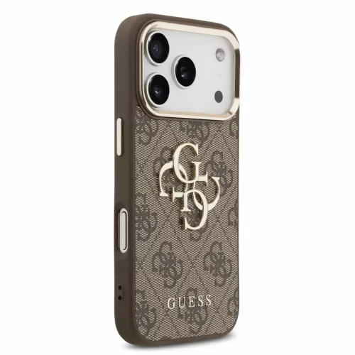  iPhone 18 Pro barna Guess PU 4G fém logós pántos tok-3666339676834 5 kép