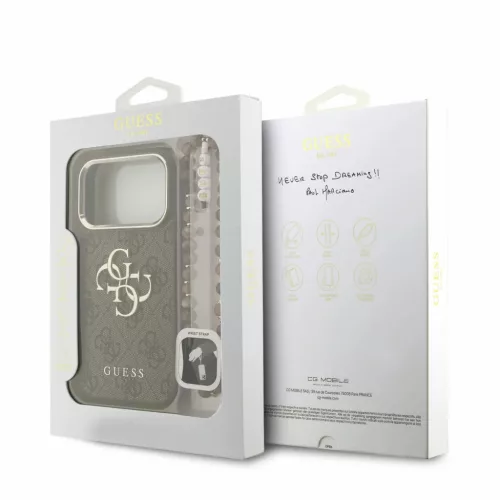  iPhone 18 Pro barna Guess PU 4G fém logós pántos tok-3666339676834 8 kép