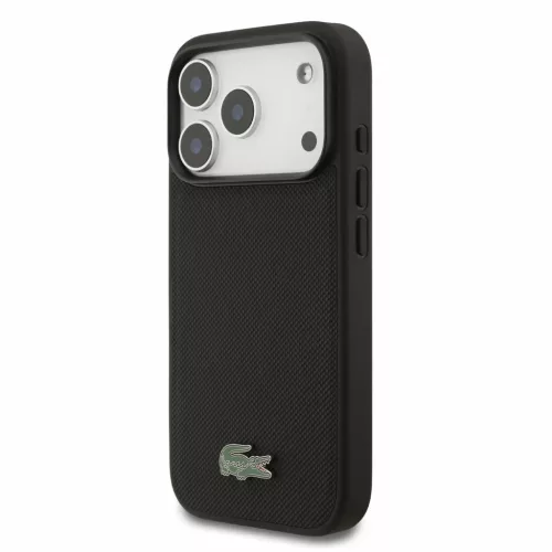 iPhone 18 Pro fekete Lacoste Iconic Petit Pique PVC MagSafe tok fém -3666339645069 2 kép