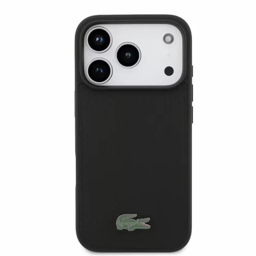  iPhone 18 Pro fekete Lacoste Iconic Petit Pique PVC MagSafe tok fém -3666339645069 3 kép