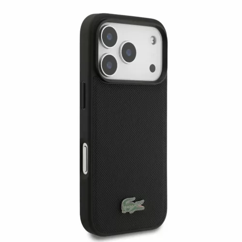  iPhone 18 Pro fekete Lacoste Iconic Petit Pique PVC MagSafe tok fém -3666339645069 4 kép