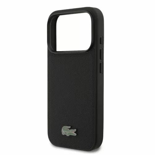  iPhone 18 Pro fekete Lacoste Iconic Petit Pique PVC MagSafe tok fém -3666339645069 5 kép
