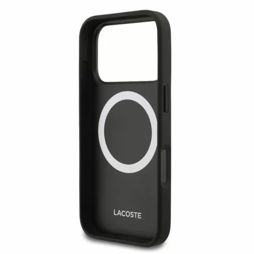  iPhone 18 Pro fekete Lacoste Iconic Petit Pique PVC MagSafe tok fém -3666339645069 6 kép