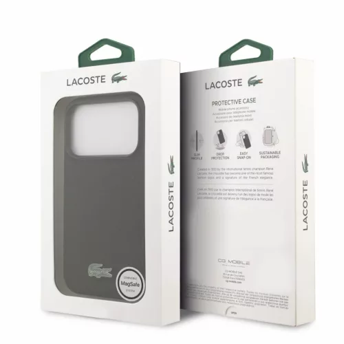  iPhone 18 Pro fekete Lacoste Iconic Petit Pique PVC MagSafe tok fém -3666339645069 7 kép