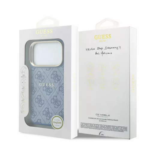  iPhone 18 Pro Kék Guess PU műbőr 4G aranykeretes dombornyomott Mag-3666339655143 7 kép
