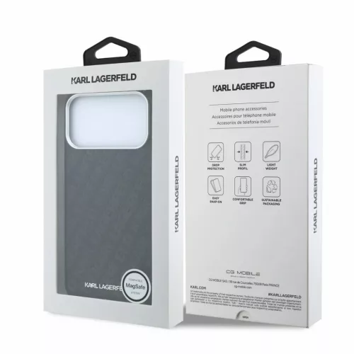  iPhone 18 Pro fekete Karl Lagerfeld PU gránitmintás MagSafe féltok-3666339660048 7 kép