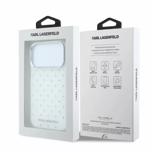  iPhone 18 Pro Fehér Karl Lagerfeld IML strasszköves MagSafe tok-3666339650612 7 kép