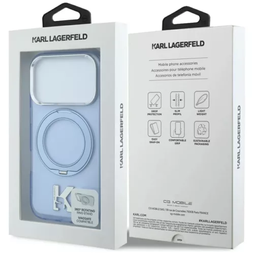 Apple iPhone 18 Pro / 17 Pro kék Karl Lagerfeld IML Ring Stand 360 K-3666339661762 7 kép