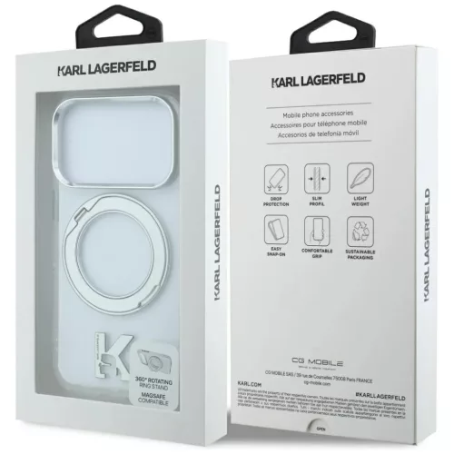  iPhone 18 Pro / 17 Pro Karl Lagerfeld IML Ring Stand 360 Kameo Metal -3666339661687 6 kép