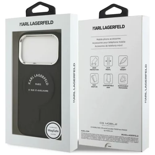  Apple iPhone 18 Pro / 17 Pro fekete Karl Lagerfeld Embossed Open Ring-3666339659523 8 kép