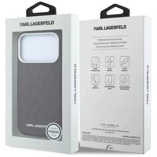  iPhone 18 Pro / 17 Pro bordó Karl Lagerfeld Grained Allover Logo Met-3666339660086 8 kép