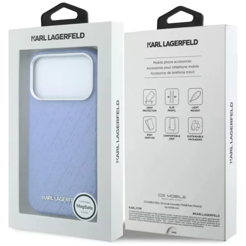  iPhone 18 Pro / 17 Pro kék Karl Lagerfeld szemcsés, teljes felület-3666339660000 8 kép