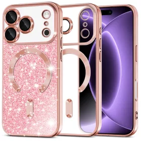    iPhone 18 Pro / iPhone 17 Pro rozéarany Techsuit Luxury Glitter MagSafe tok