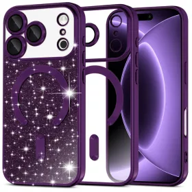  iPhone 18 Pro / iPhone 17 Pro sötétlila Techsuit Luxury Glitter Mag-5949419379411 1 kép