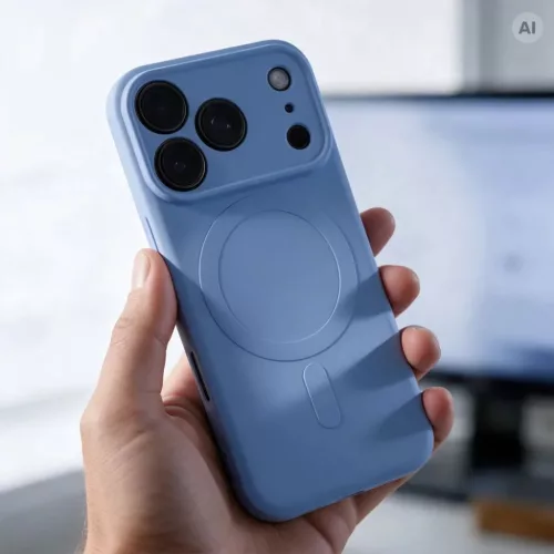  Apple iPhone 17 Pro Max / 18 Pro Max világoskék Silicone Mag Cover -5903396479663 2 kép