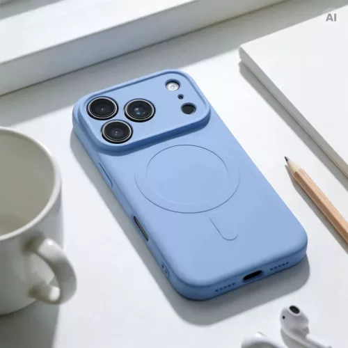  Apple iPhone 17 Pro Max / 18 Pro Max világoskék Silicone Mag Cover -5903396479663 3 kép