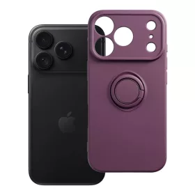    Apple iPhone 17 Pro / 18 Pro sötét cseresznye szilikon tok kihajtható gyűrűvel