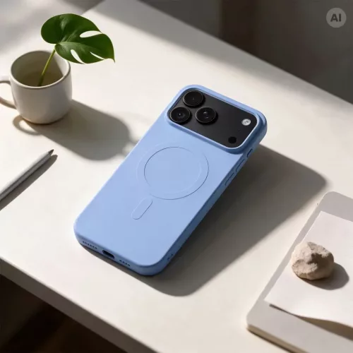  iPhone 17 Pro / 18 Pro világoskék Szilikon Mag Cover tok, MagSafe (-5903396479045 4 kép