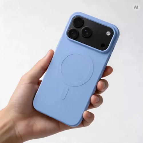  iPhone 17 Pro Max / 18 Pro Max világoskék szilikon Mag Cover tok, M-5903396479885 2 kép