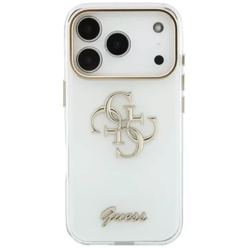  iPhone 18 Pro / iPhone 17 Pro fehér Guess HC IML 4G Script Metal tok-3666339655907 3 kép