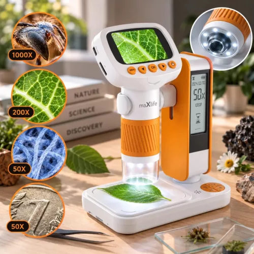 Maxlife MXDM-200 digitális mikroszkóp állvánnyal narancssárga gye-5908067000313 5 kép